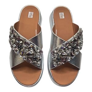 Fitflop Silver Embellished Sandals SZ 9
